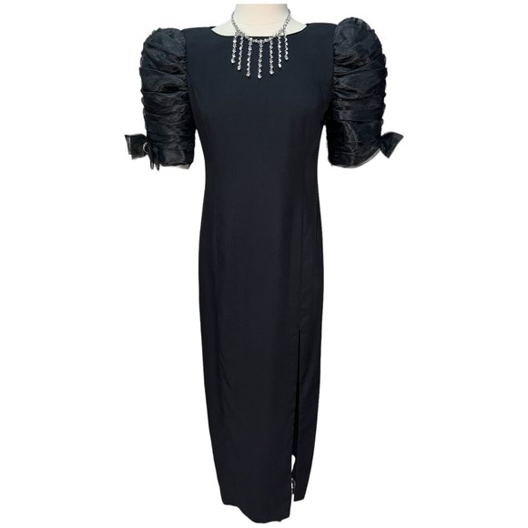 Black vintage 80s full length dress - Picture 1 of 6